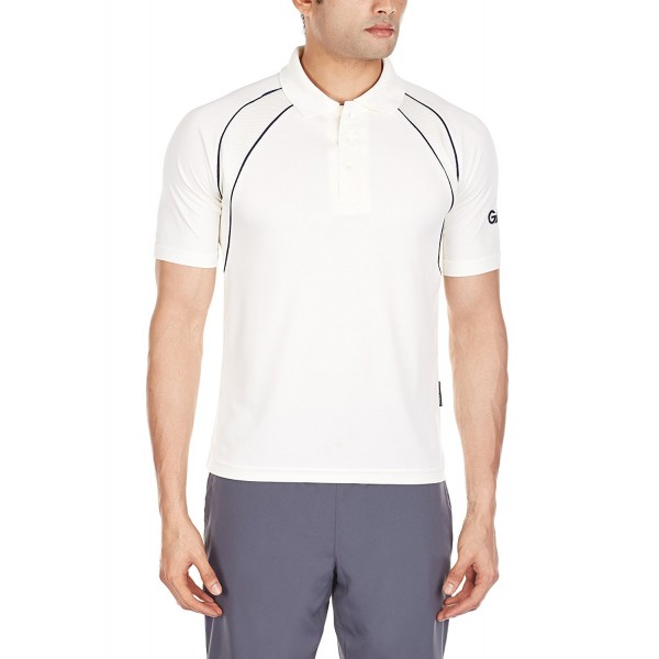 GM 7090 (White With Navy Trim) Half Sleeve Cricket Tshirt
